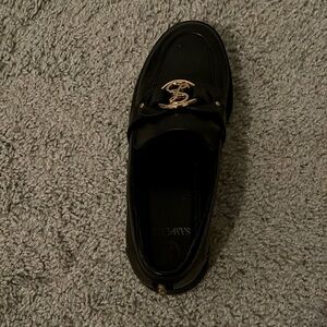 Size 7W, Sam&Libby slip on shoes, black with gold detail